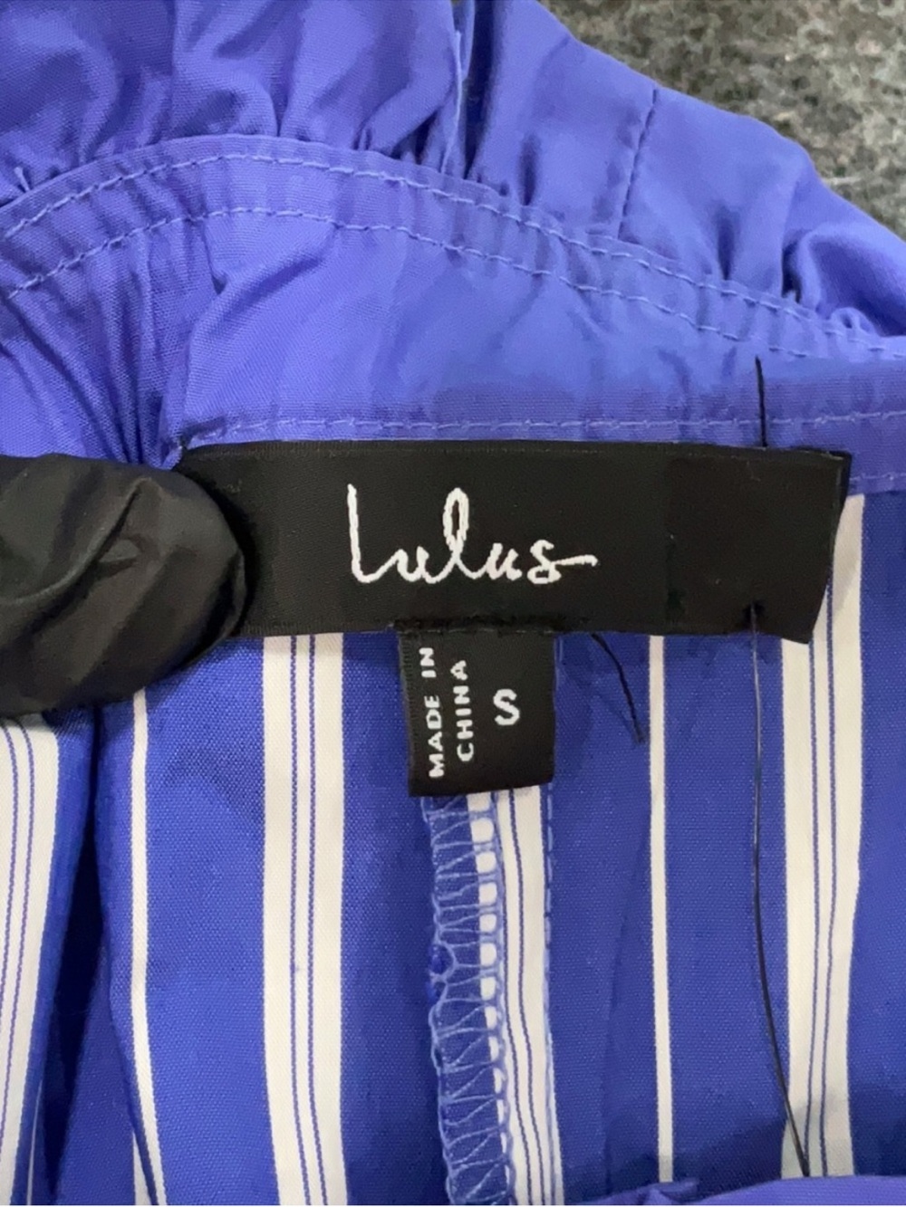 Lulus NWT Blue Stripe Paperbag High Rise Cotton Shorts Small Coastal - Picture 4 of 5